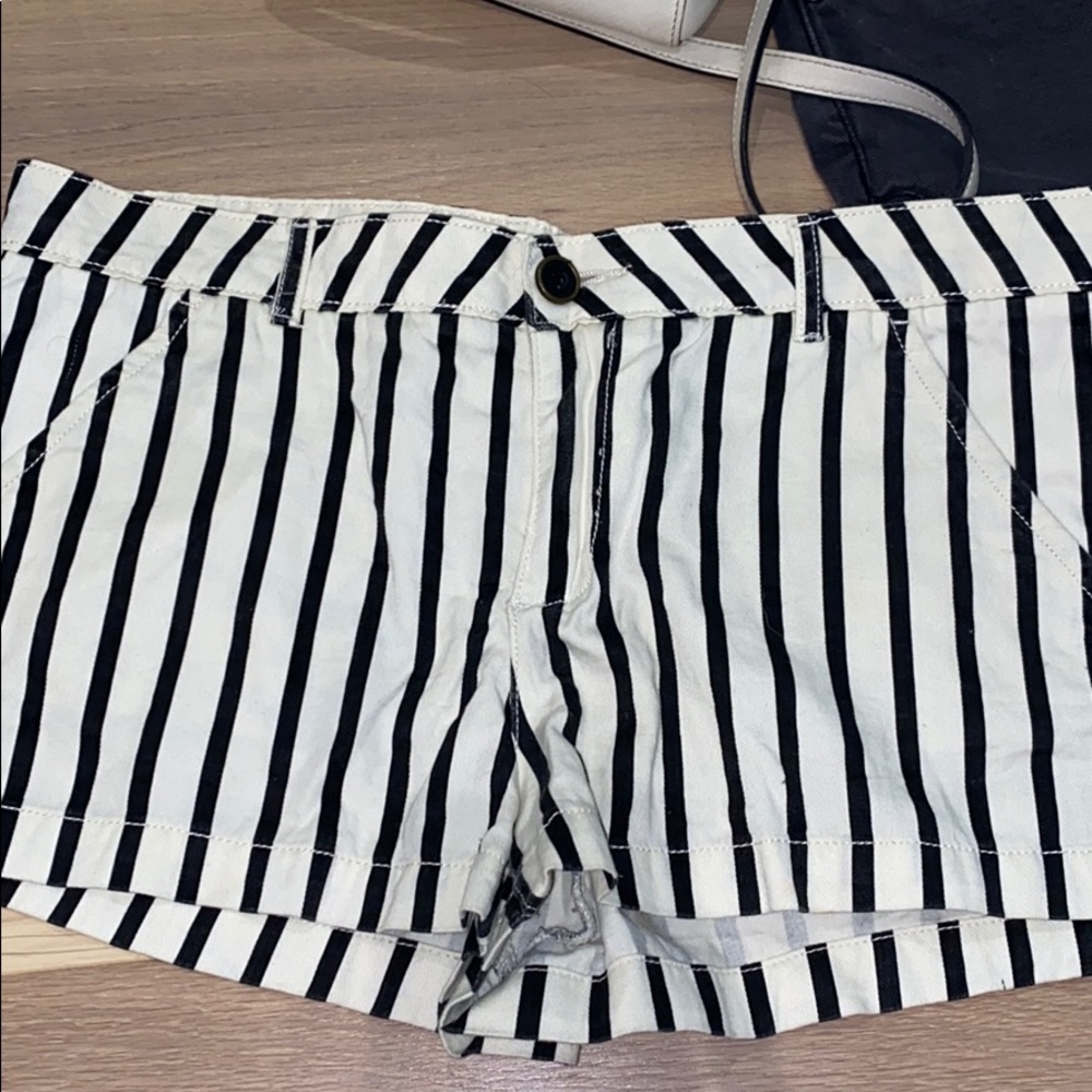 Black and white striped shorts